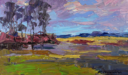 Vibrant impressionist oil painting Spring colorful day in mountains by Boris Serdyuk