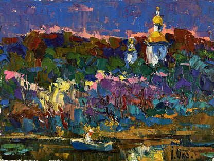 Vibrant impressionist oil painting Melody through the rural silence by Oksana Ivanyuk