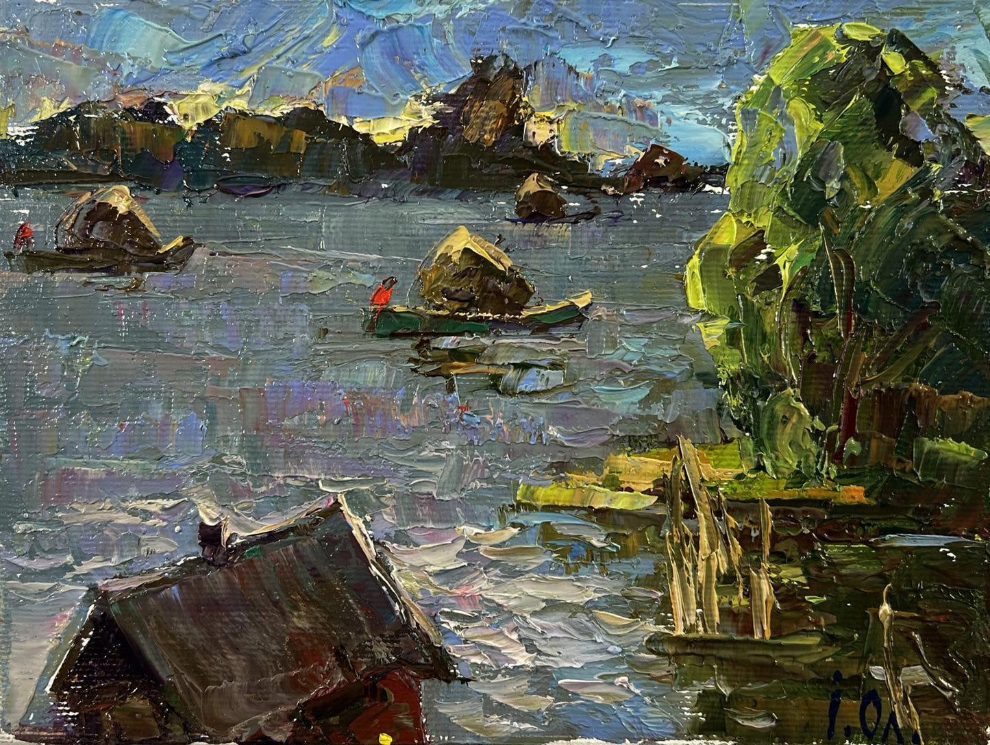 Vibrant impressionist oil painting Above the Lake by Oleksiy Ivanyuk
