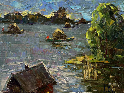 Vibrant impressionist oil painting Above the Lake by Oleksiy Ivanyuk