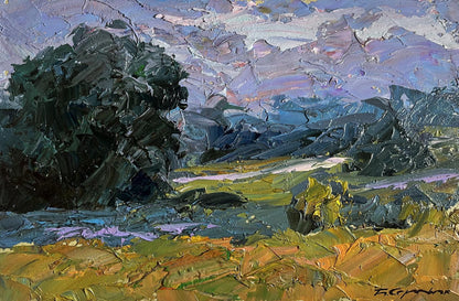 Impasto oil painting Further away from the city by Boris Serdyuk