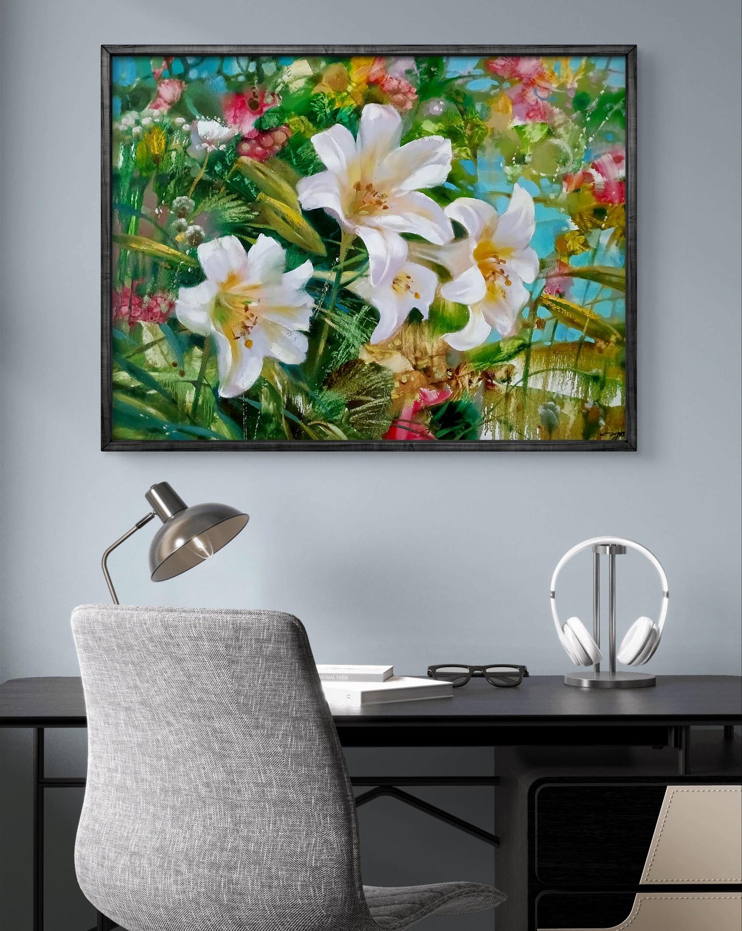 Abstract oil painting of summer flowers by Anatoly Tarabanov