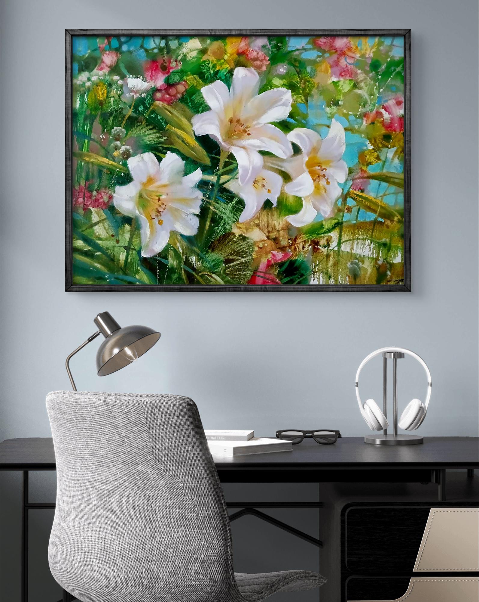 Abstract oil painting of summer flowers by Anatoly Tarabanov
