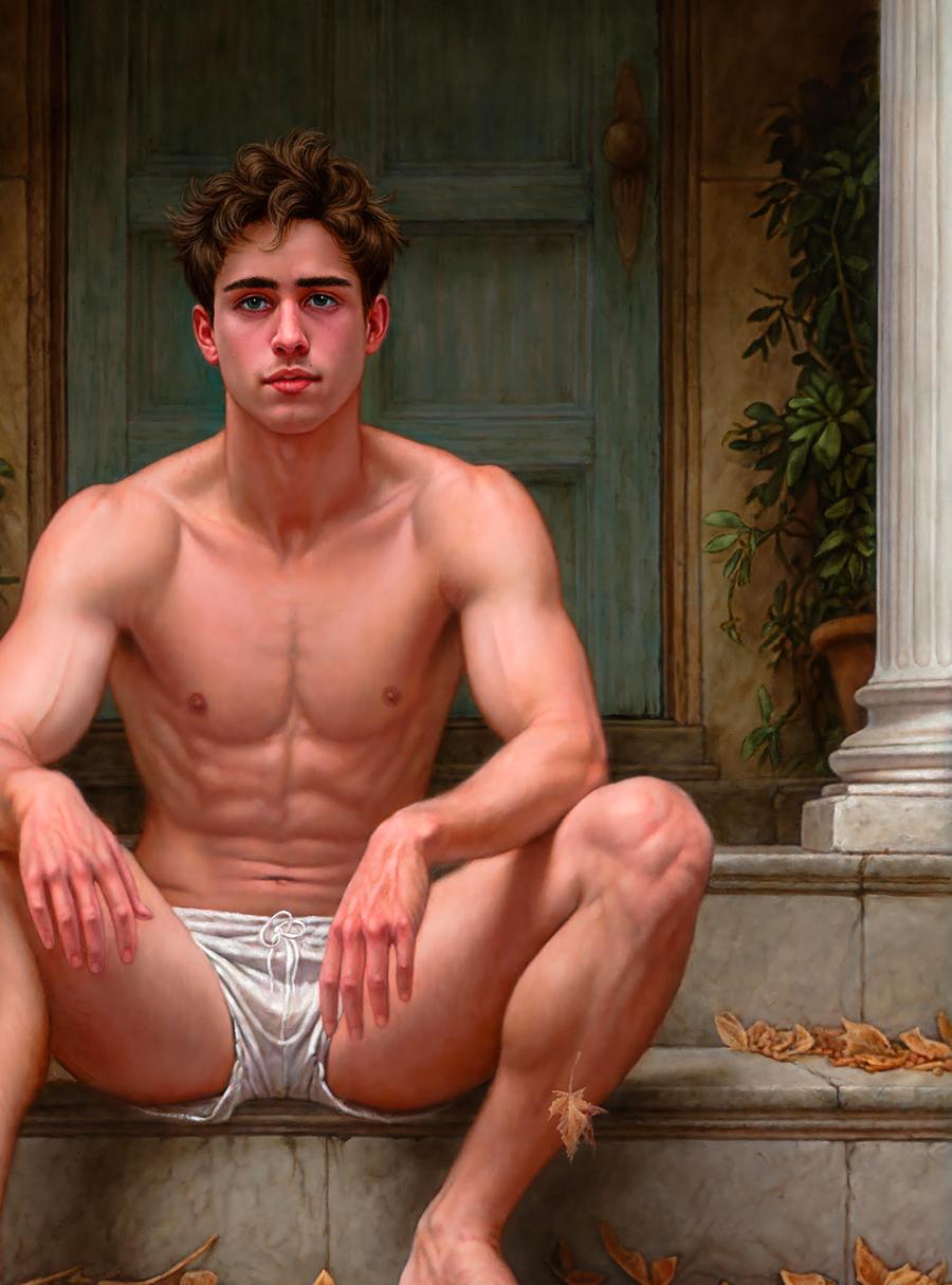 Oil painting A Fleeting Glance Richard Fox