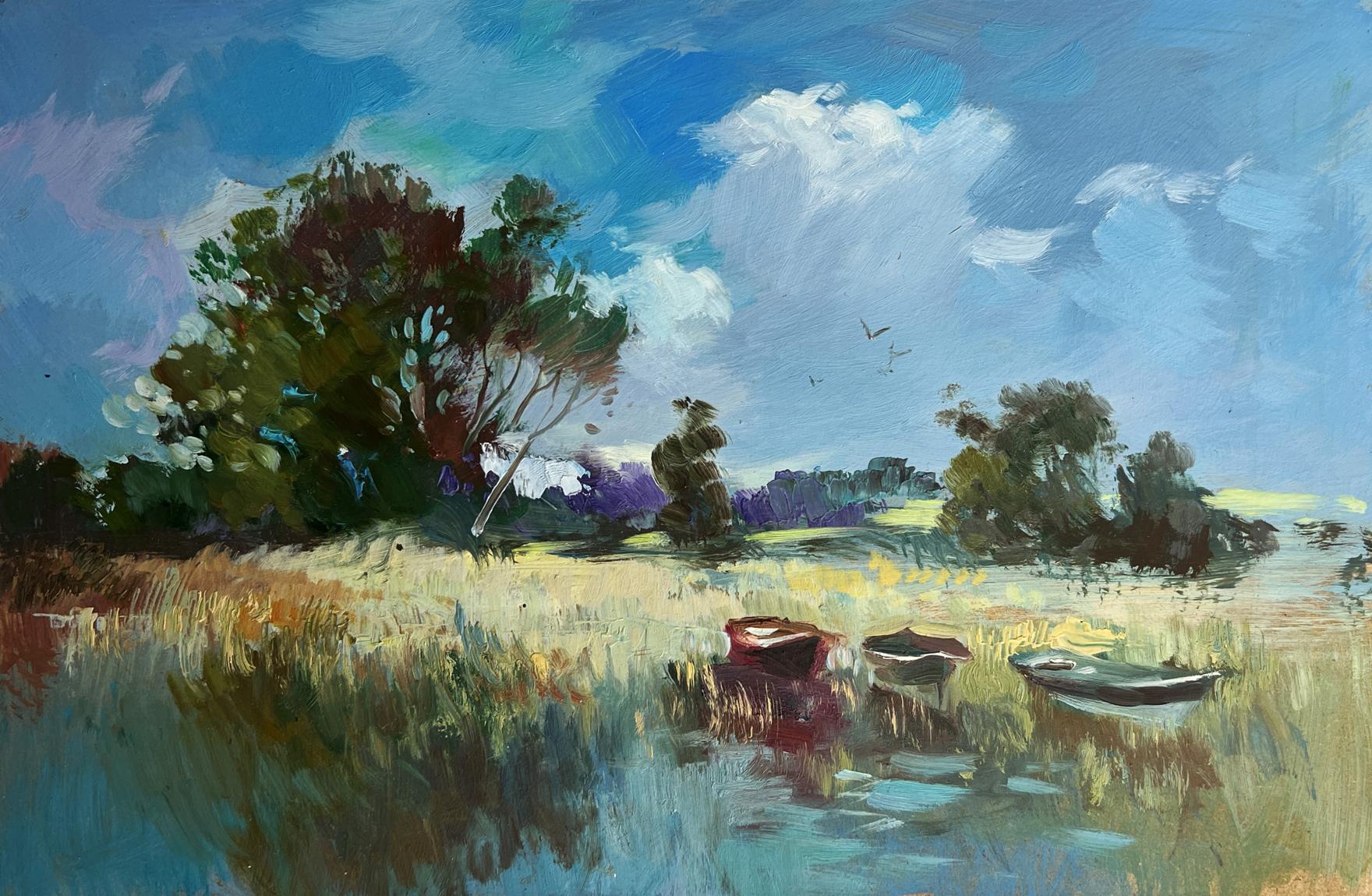 Oil painting Three boats on the river by Yuriy Suprunchuk