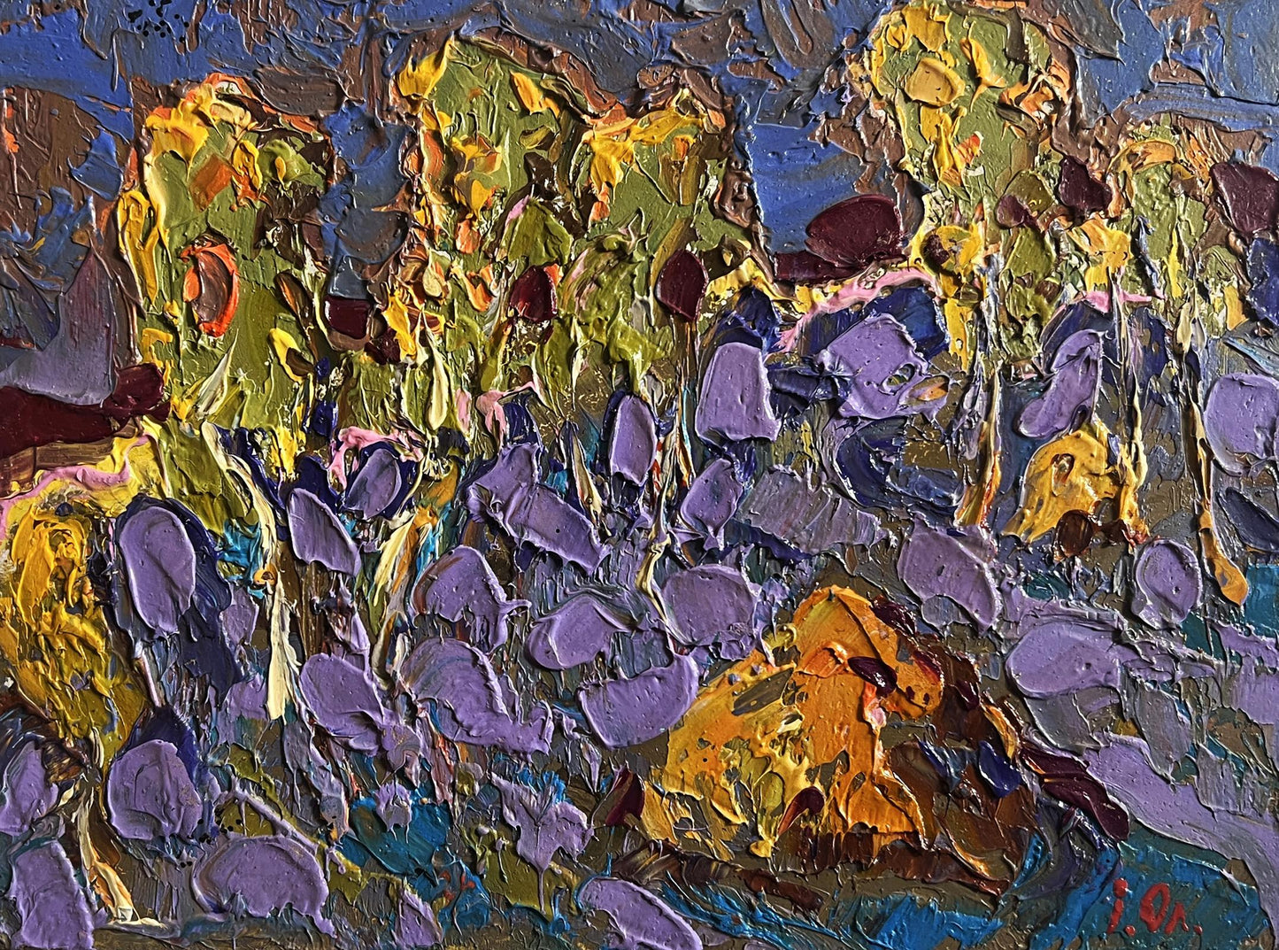 Oil painting Autumn frost in the field by Oleksiy Ivanyuk vibrant textured artwork