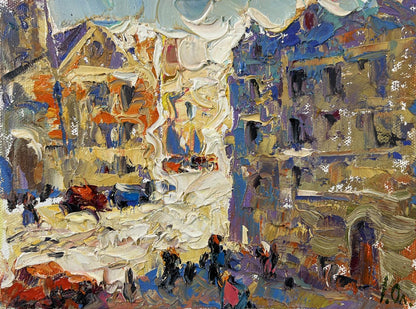 Vibrant impressionist oil painting Twilight Over the City by Oleksiy Ivanyuk