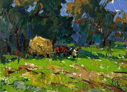 Vibrant impressionist oil painting Near the summer forest by Oleksiy Ivanyuk