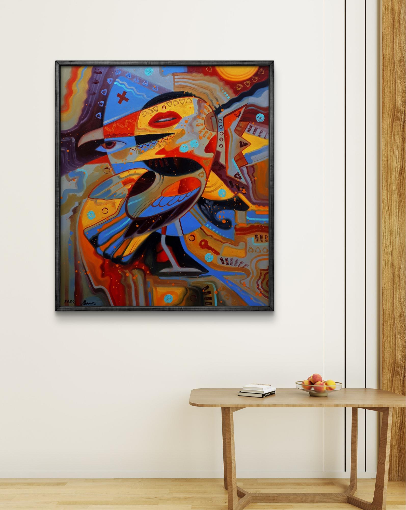 Vibrant Colors of Intention oil painting by Sergiy Voichenko in black frame