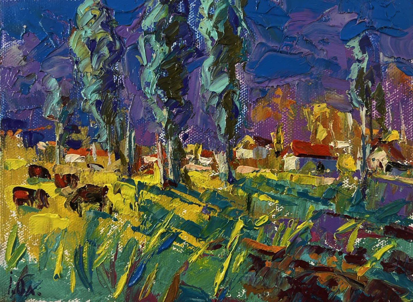 Vibrant impressionist oil painting Country Nights by Oleksiy Ivanyuk