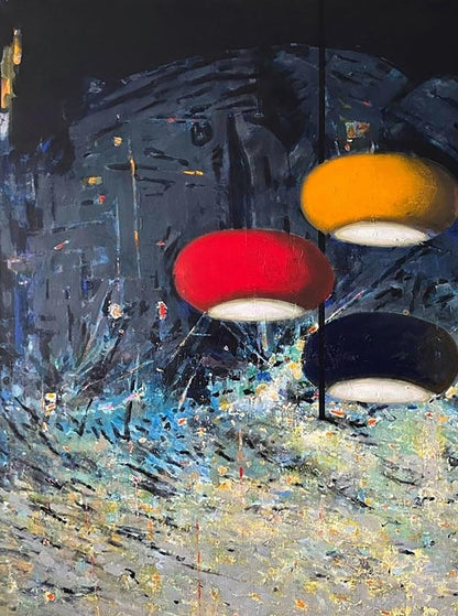 Three vibrant rounded pendant lights by Juan Angel Gonzalez de la Calle