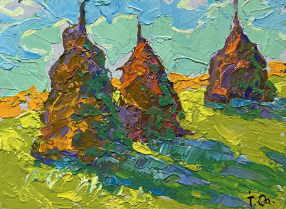 Vibrant impressionist oil painting Fragrant hay in the field by Oleksiy Ivanyuk