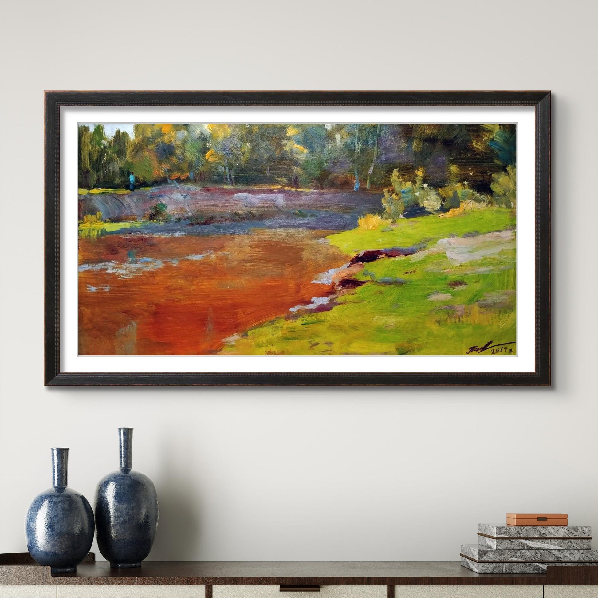 Oil painting river Serhiy Polyakov