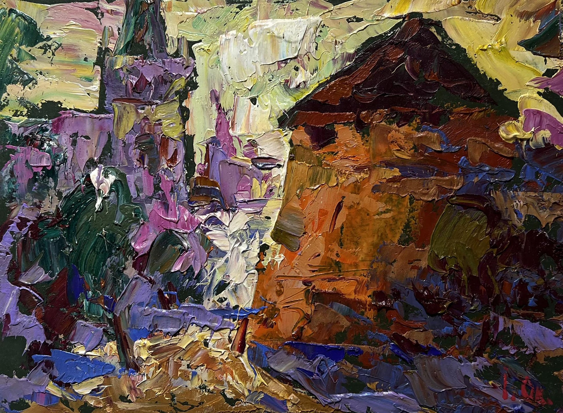 Vibrant impressionist oil painting of Round tower of the old fortress by Oleksiy Ivanyuk