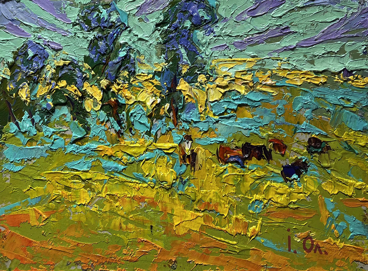 Vibrant impressionist oil painting In the spring meadows by Oleksiy Ivanyuk