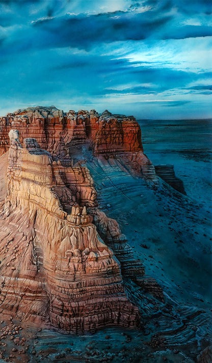Acrylic painting Lonely Mountain in the Badlands Johannes Wessmark