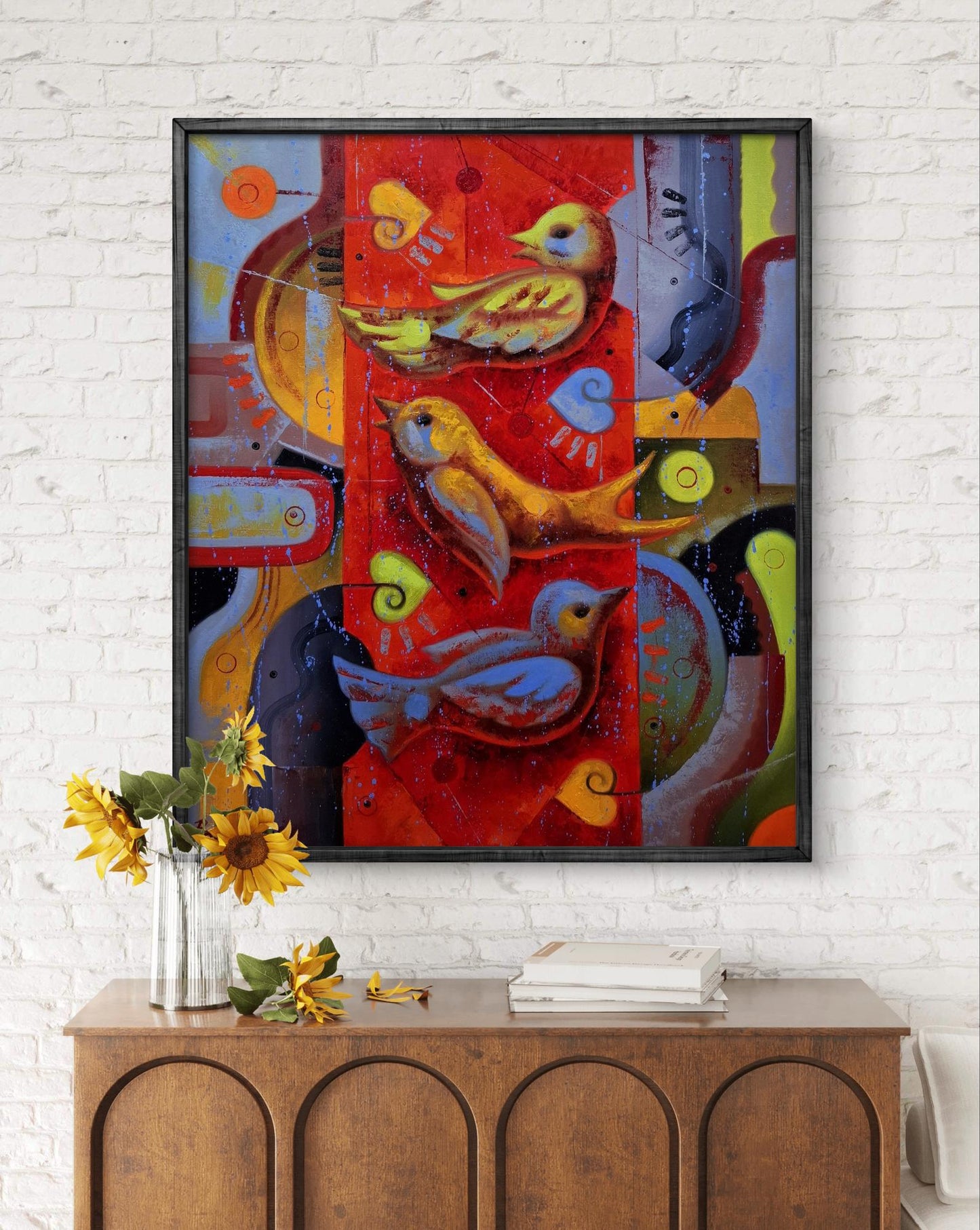 Vibrant oil painting Birds of a loving heart by Sergiy Voichenko
