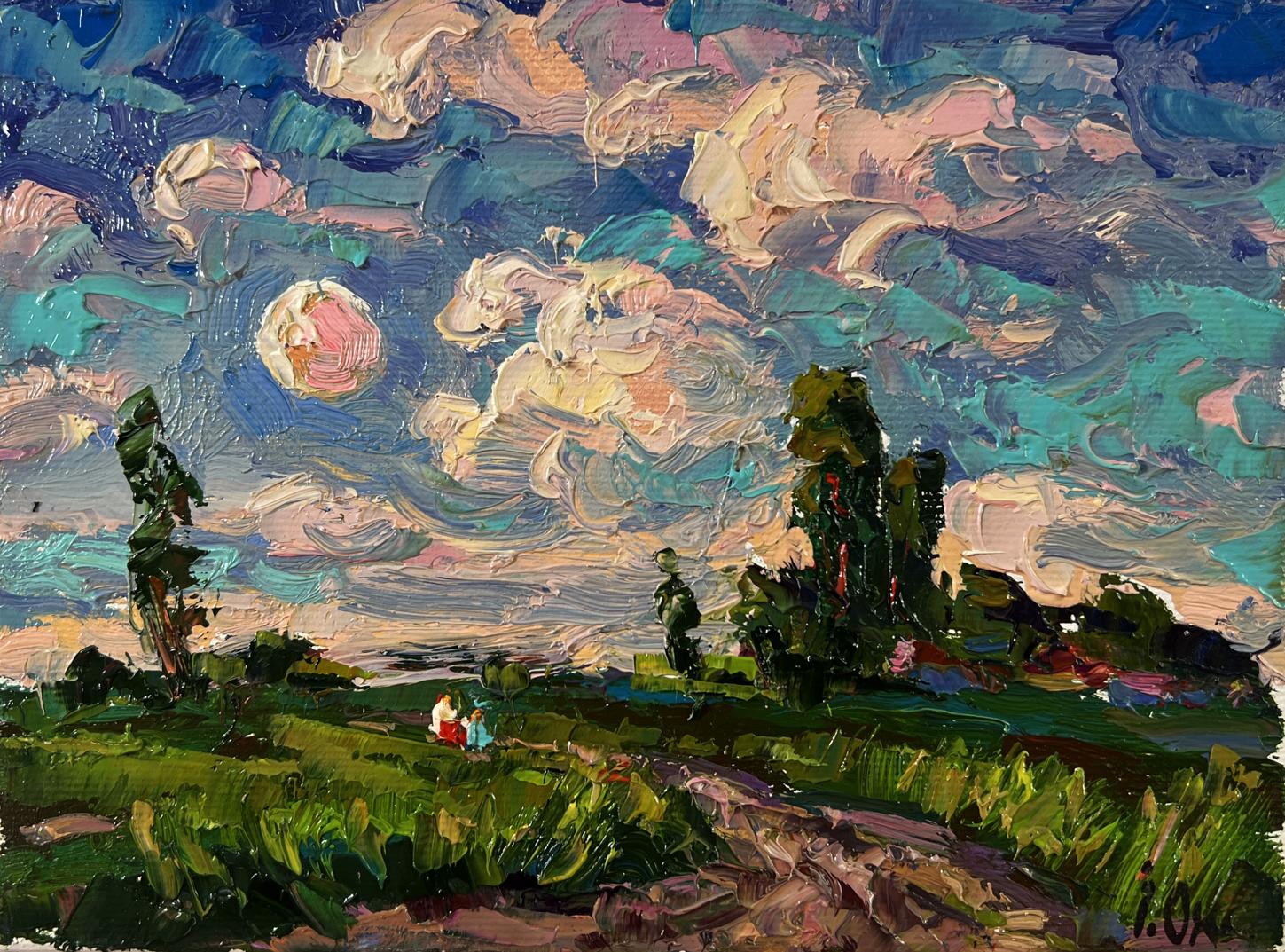 Vibrant impressionist oil painting Outside the village by Oksana Ivanyuk