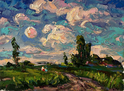 Vibrant impressionist oil painting Outside the village by Oksana Ivanyuk