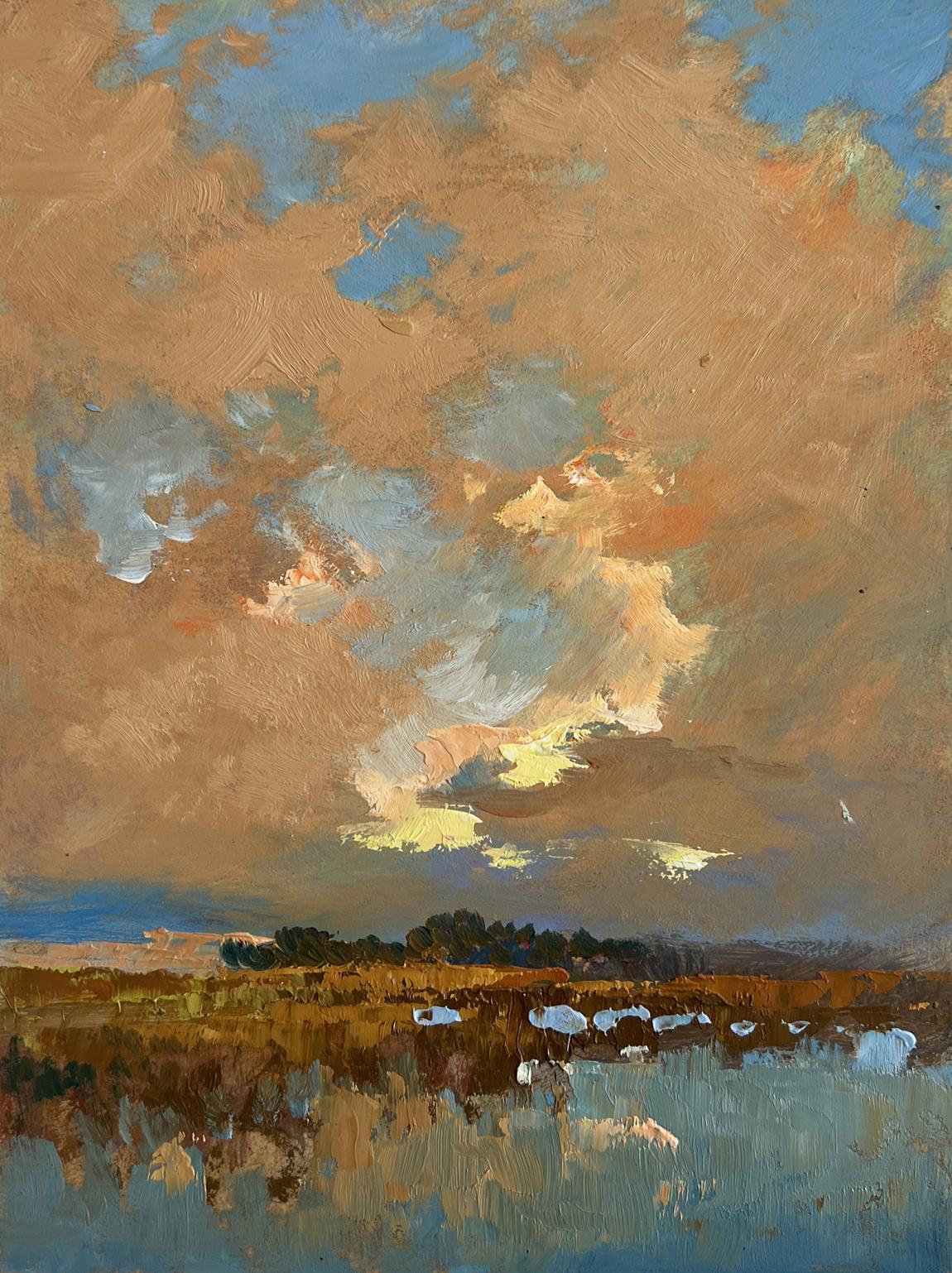 Oil painting Sunset over the lake by Yuriy Suprunchuk
