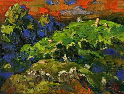 Vibrant impressionist oil painting by Oleksiy Ivanyuk: Summer forest zone