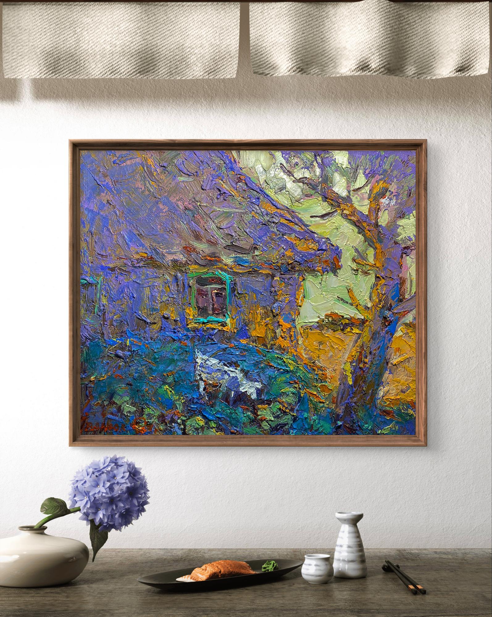 Oil painting Graze near the house by Oleksiy Ivanyuk in wooden frame