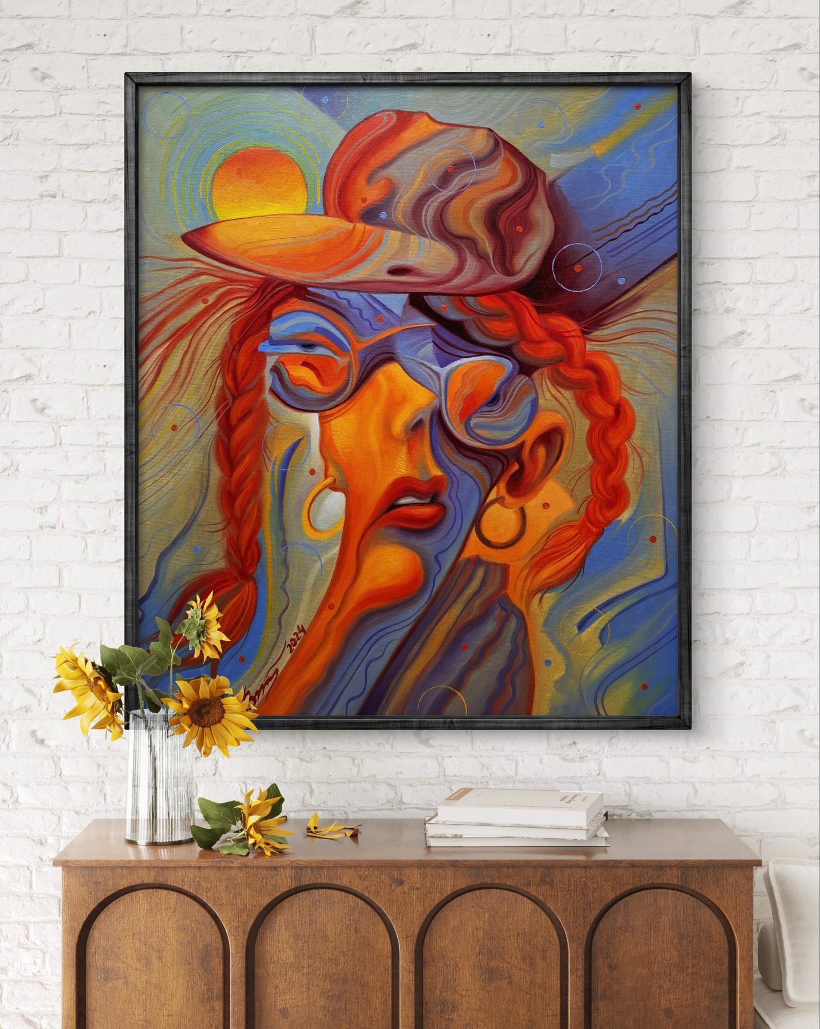 Vibrant At noon in summer oil painting by Sergiy Voichenko in black frame