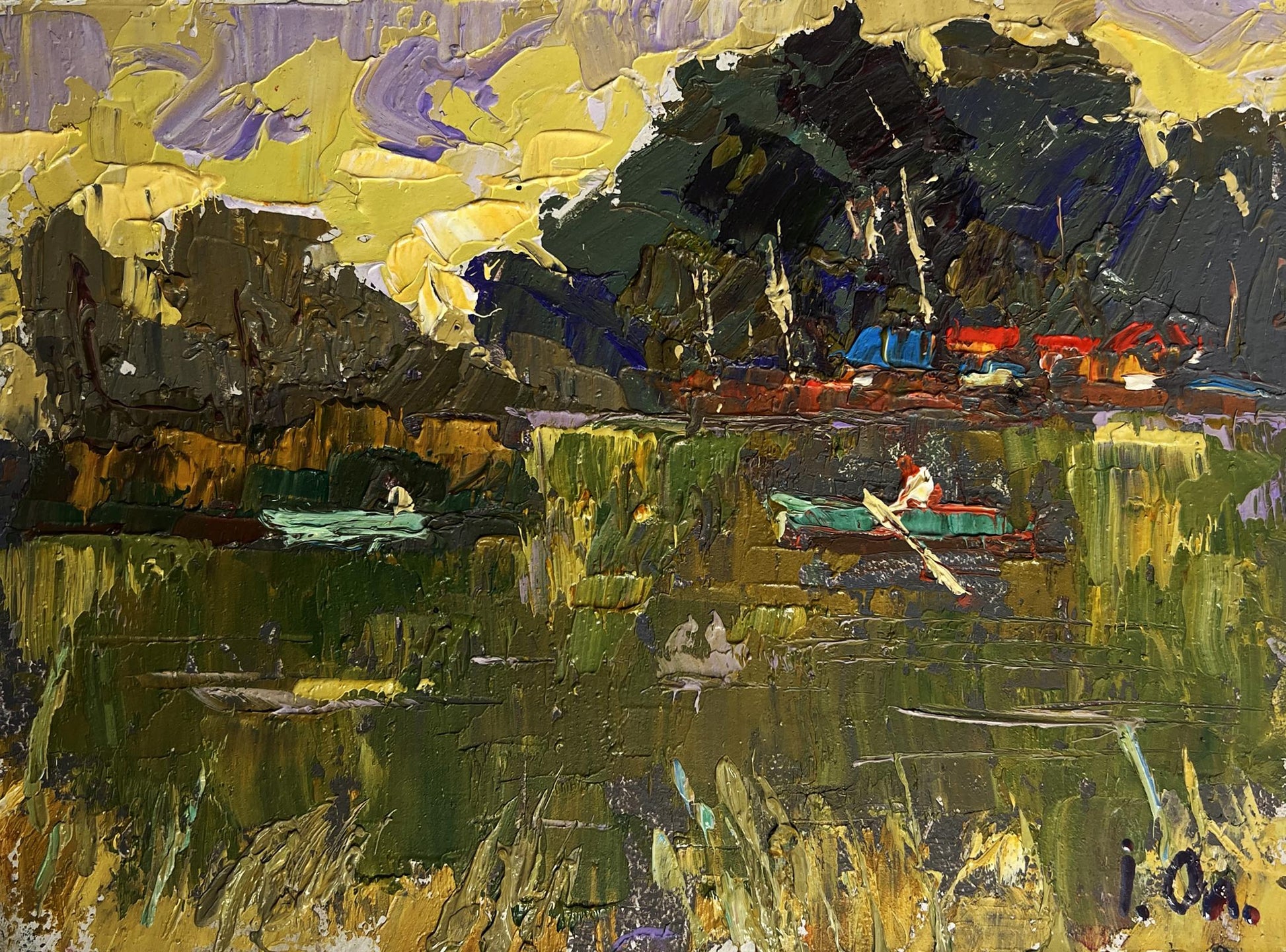 Impasto oil painting Evening Silence by the River by Oleksiy Ivanyuk