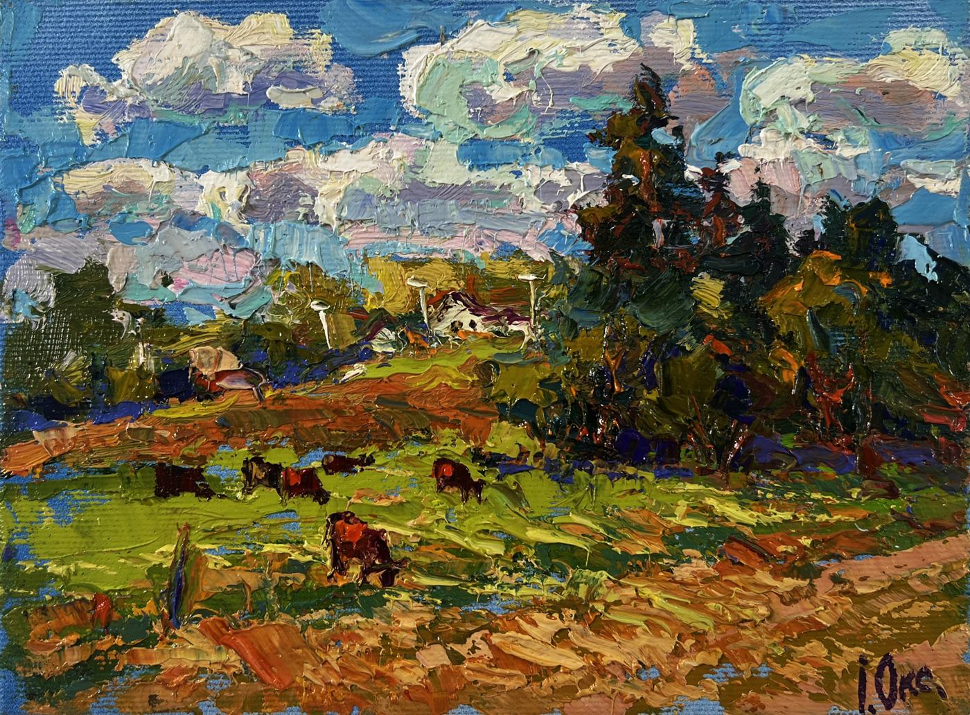 Vibrant impressionist oil painting A warm summer day by Oksana Ivanyuk