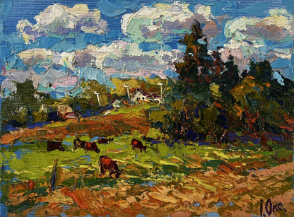 Vibrant impressionist oil painting A warm summer day by Oksana Ivanyuk