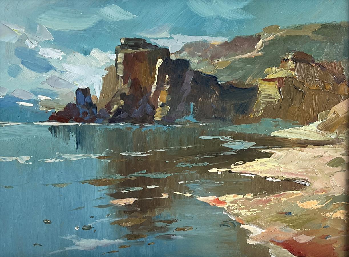 Impressionistic oil painting of rugged cliffs by Yuriy Suprunchuk