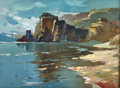 Impressionistic oil painting of rugged cliffs by Yuriy Suprunchuk