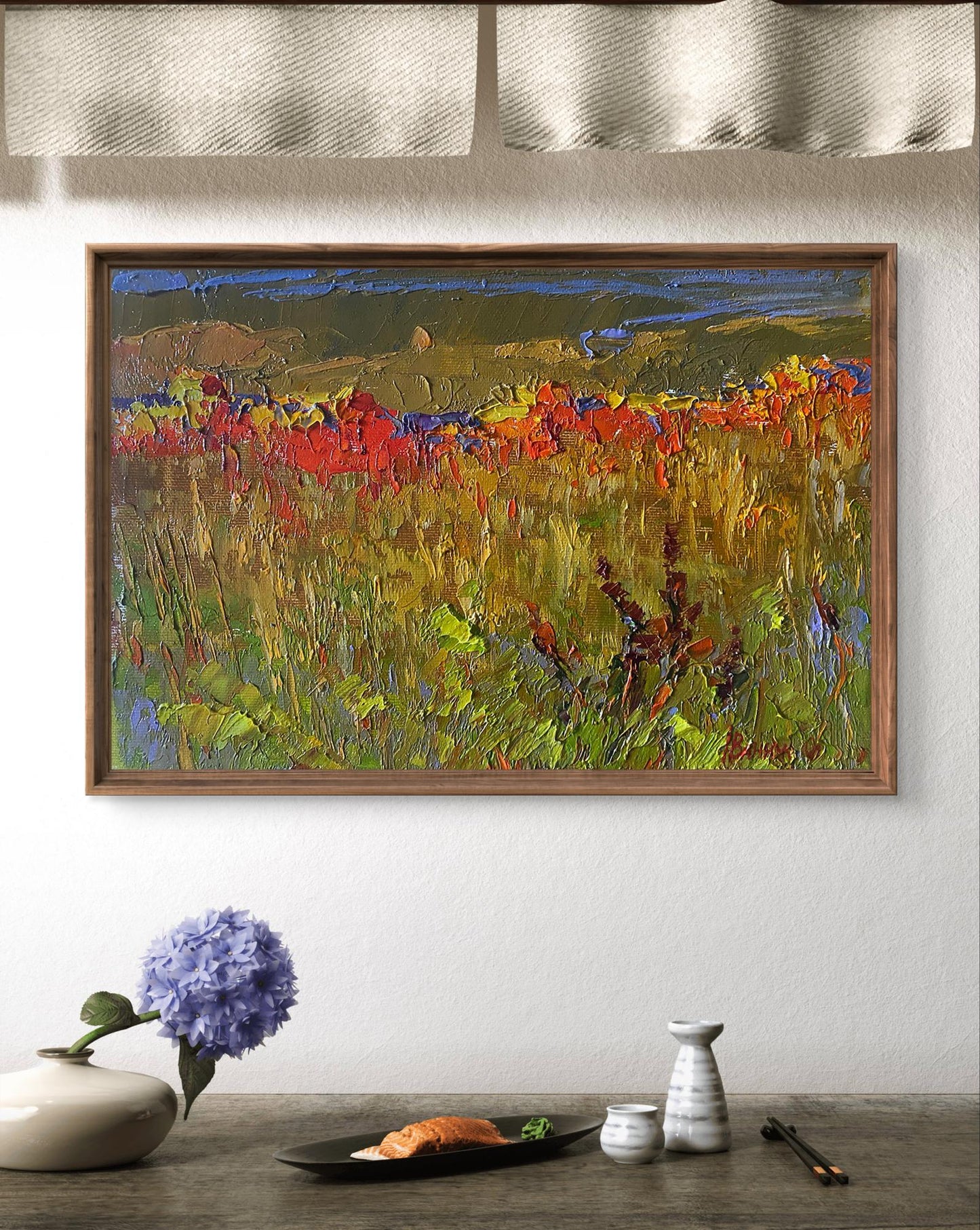 Oil painting Step to the Horizon by Oleksiy Ivanyuk vibrant field flowers