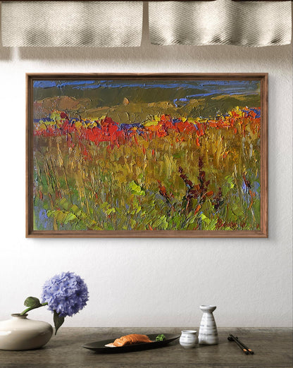 Oil painting Step to the Horizon by Oleksiy Ivanyuk vibrant field flowers