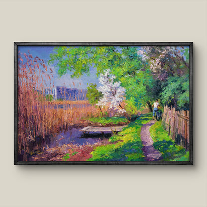 Framed impressionist oil painting May Boris Serdyuk spring scene