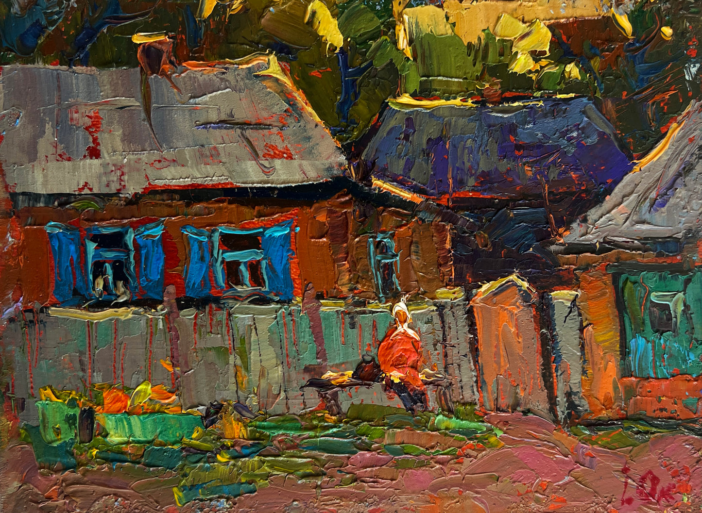 Vibrant impressionist rustic village by Oleksiy & Oksana Ivaniuk, wholesale fine art