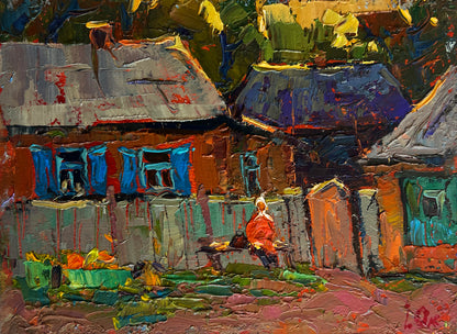 Vibrant impressionist rustic village by Oleksiy & Oksana Ivaniuk, wholesale fine art