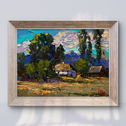 Oil painting Light summer breeze by Oksana Ivanyuk in light wood frame
