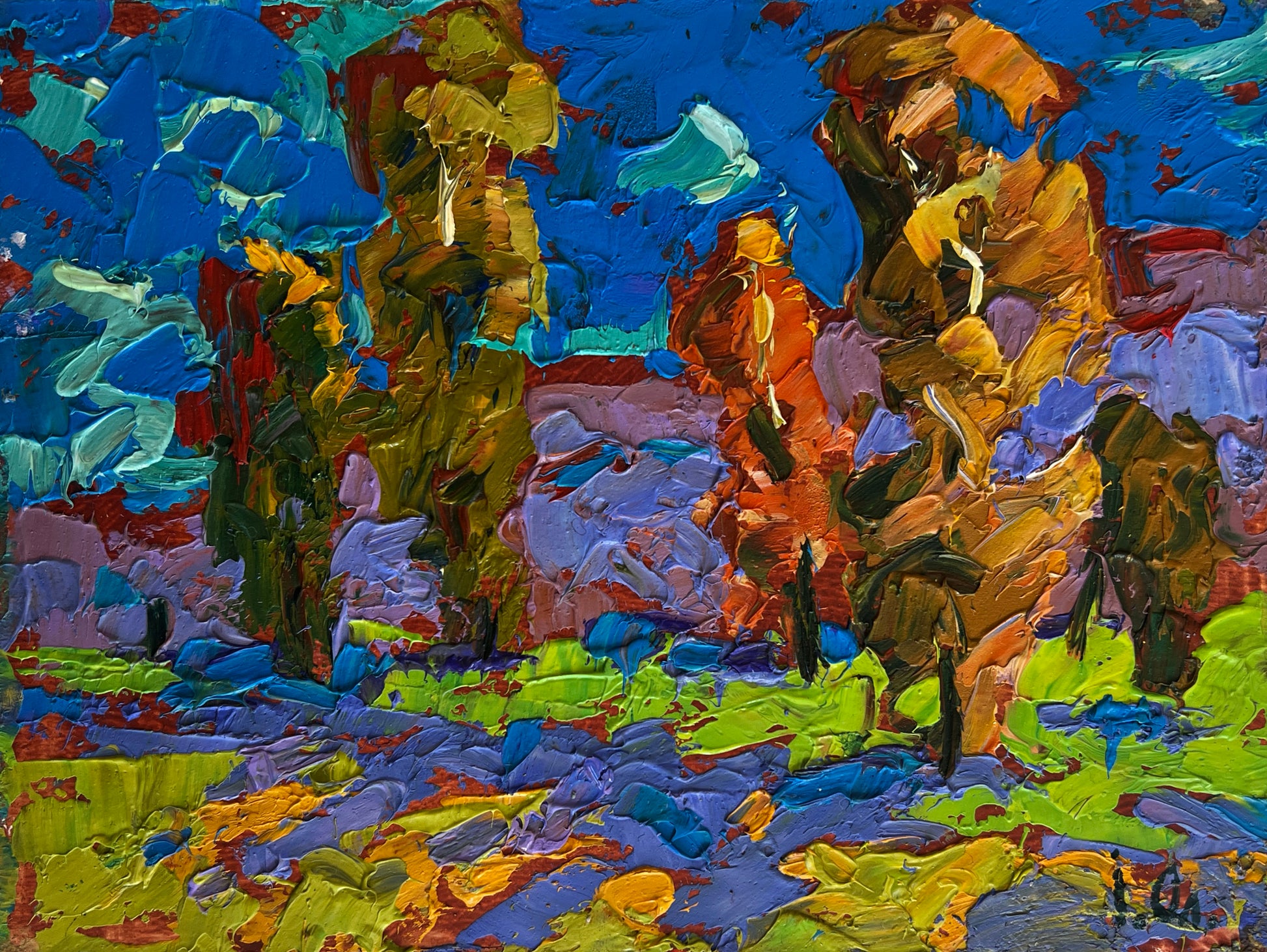 Oleksiy & Oksana Ivaniuk vibrant impasto abstract landscape painting