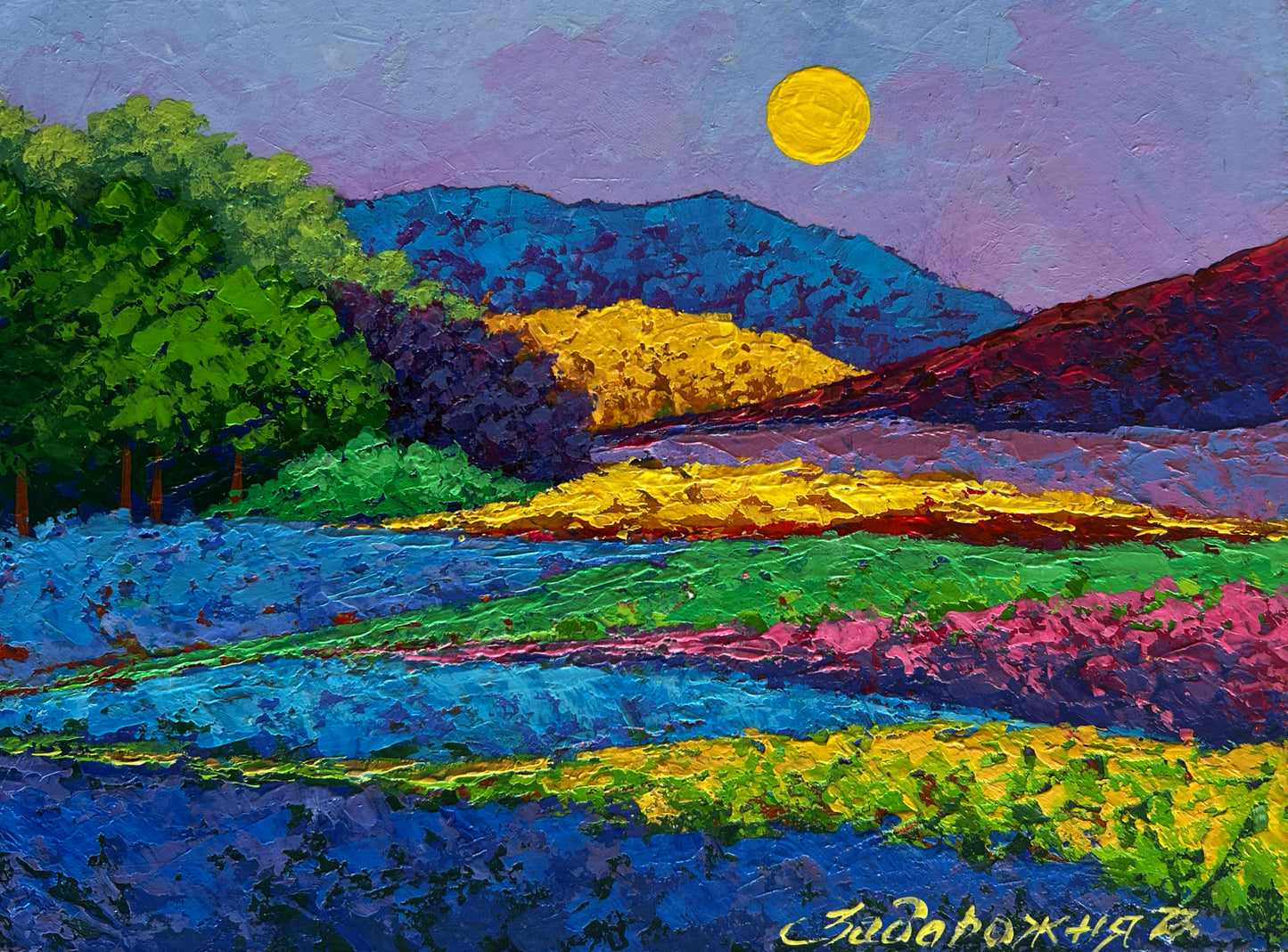Vibrant Vita Zadorozhnya impressionist landscape painting, wholesale $95 each