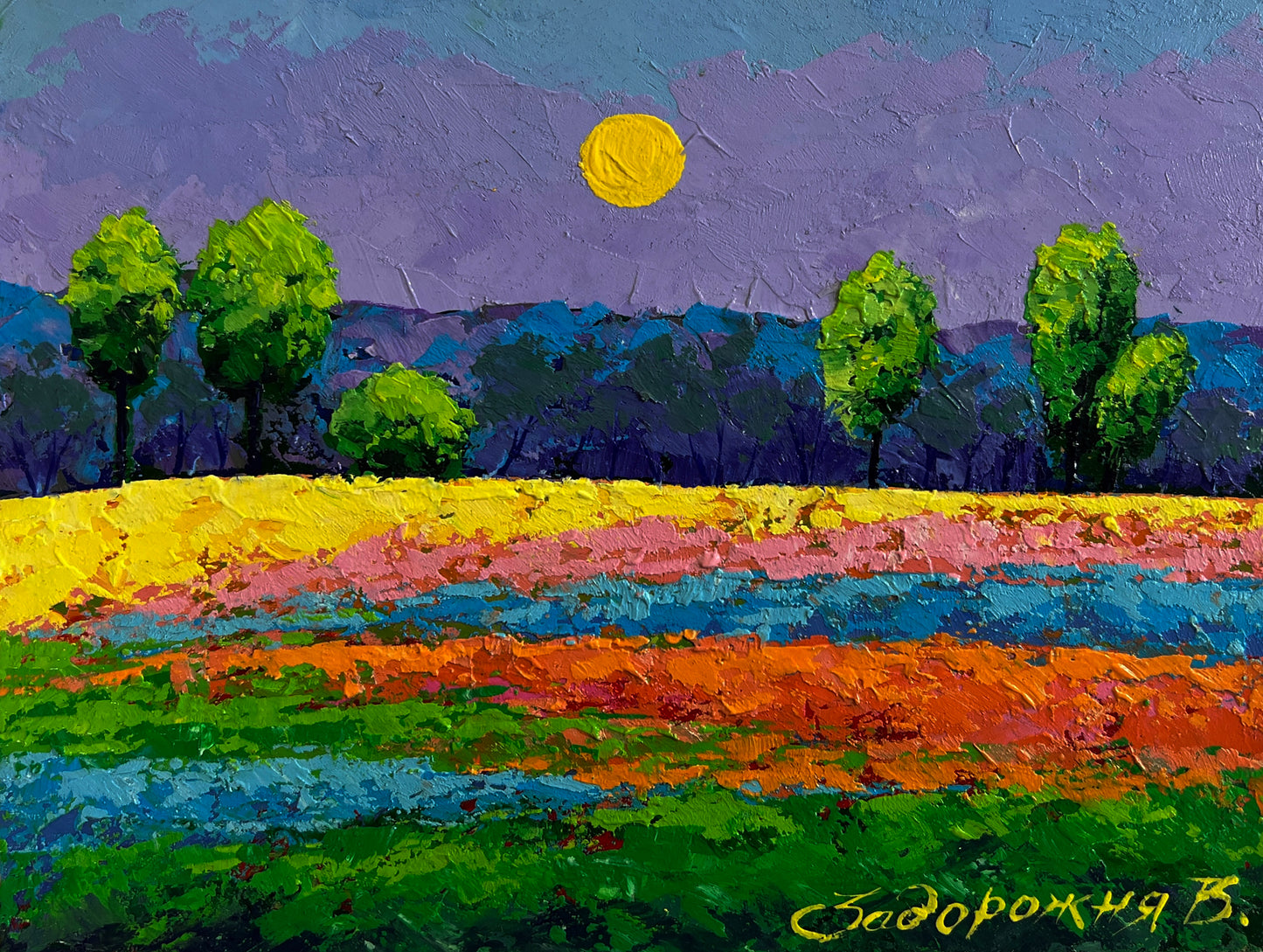 Vibrant impressionist field painting by Vita Zadorozhnya, wholesale original