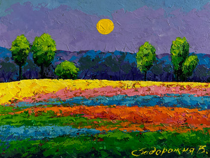 Vibrant impressionist field painting by Vita Zadorozhnya, wholesale original