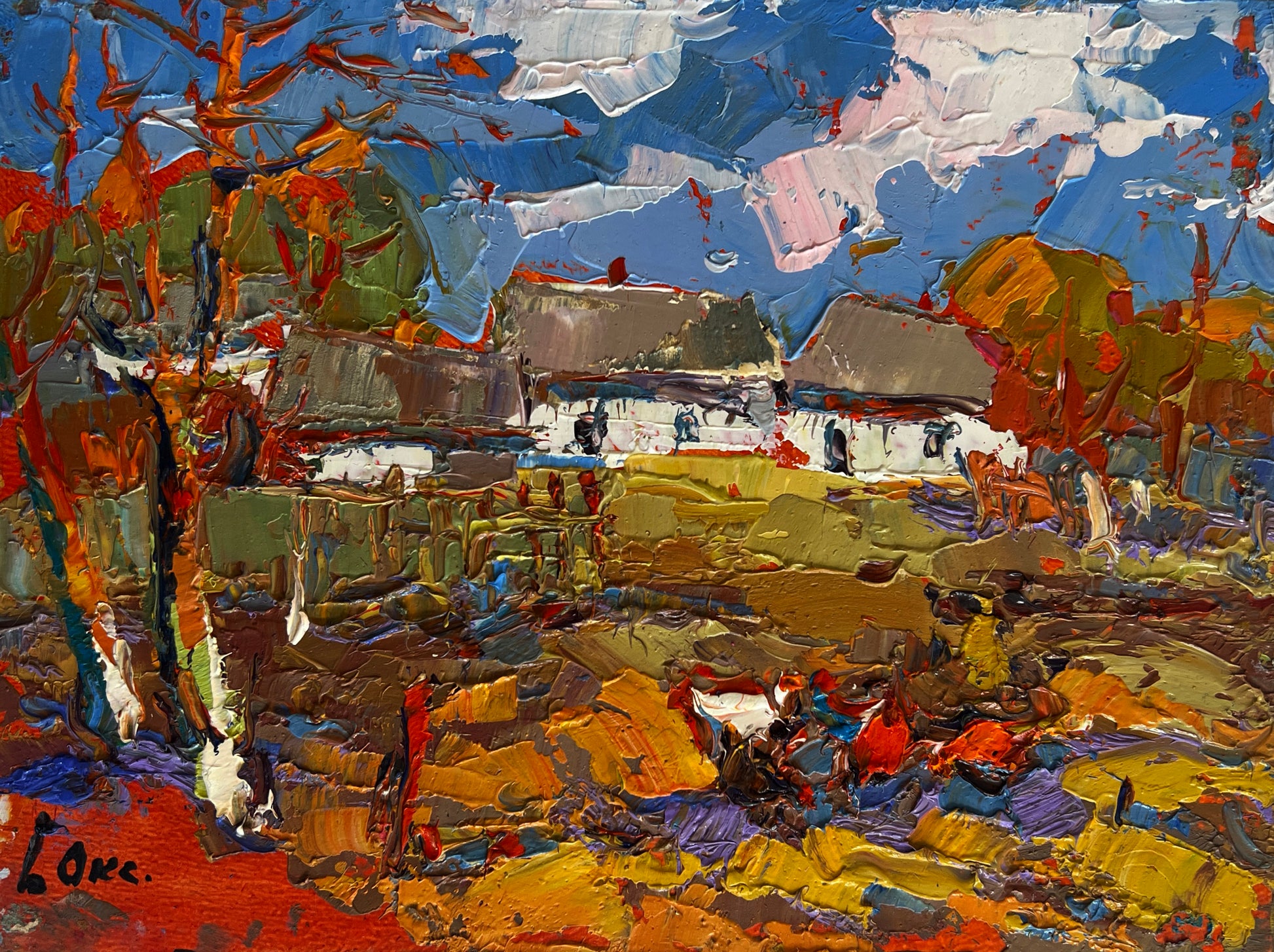 Vibrant impressionist autumn landscape by Oleksiy and Oksana Ivaniuk, wholesale fine art