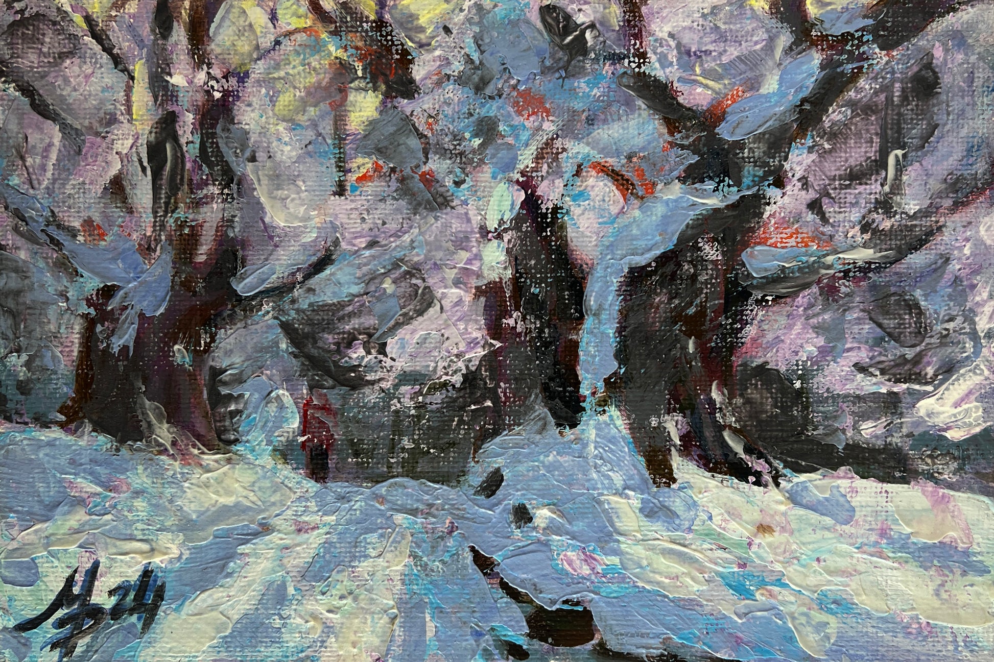 Abstract blue purple oil painting by Mykhailo Patskan, wholesale fine art