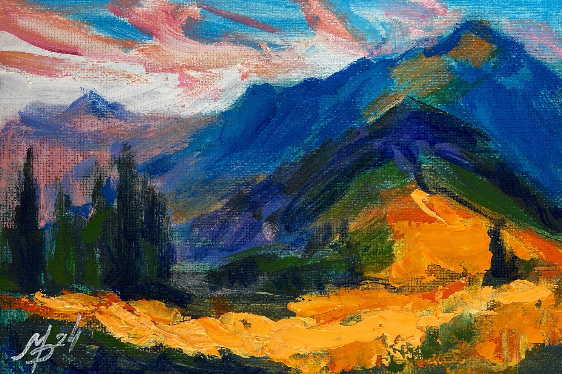 Vibrant Mykhailo Patskan impressionist landscape with bold colorful brushstrokes