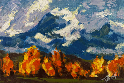 Vibrant impressionist autumn trees painting by Mykhailo Patskan fine art
