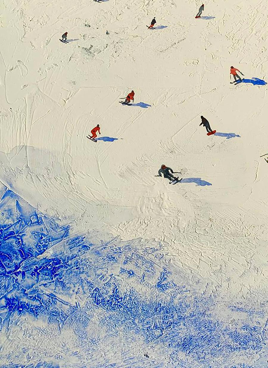 Watercolor painting Descent from Snow Mountain Olena Klimenko