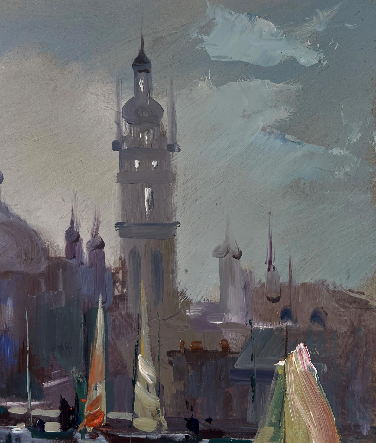 Impressionistic oil painting of tall tower by Yuriy Suprunchuk