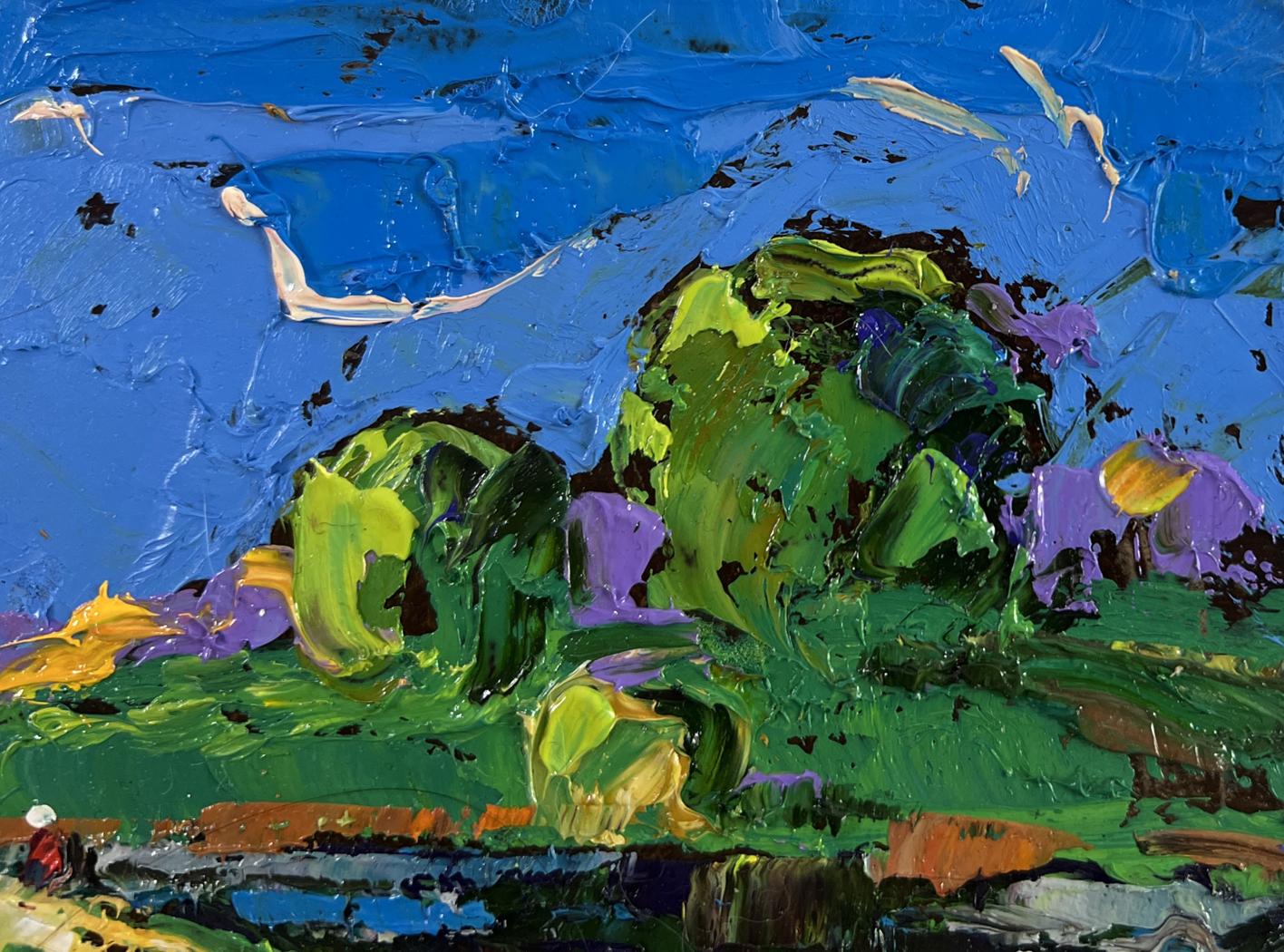 Vibrant impressionist oil painting Sky through green branches by Oleksiy Ivanyuk