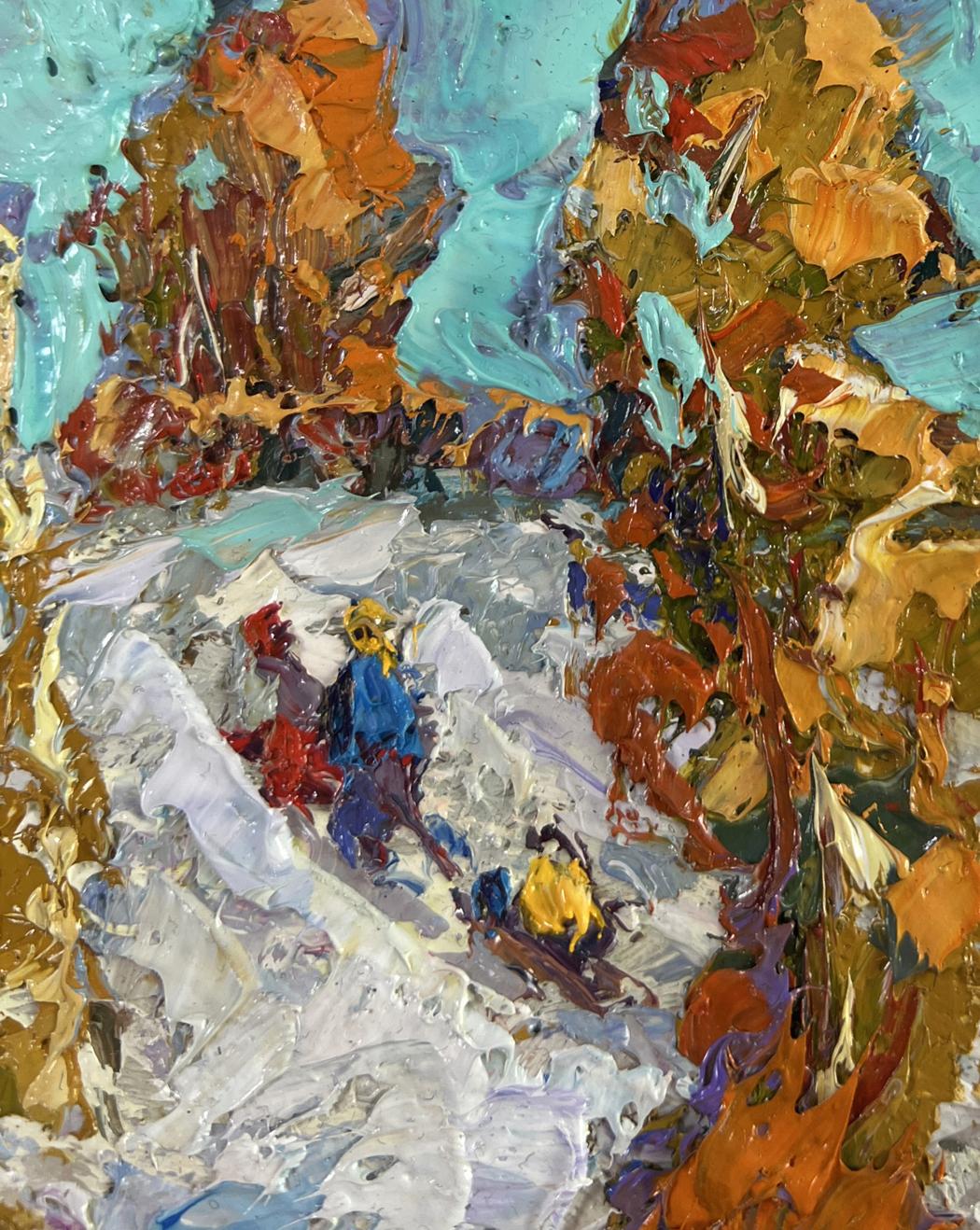 Vibrant impressionist oil painting The first snow fell by Oleksiy Ivanyuk